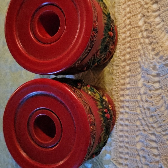 Pair Christmas candle holders - Picture 2 of 4